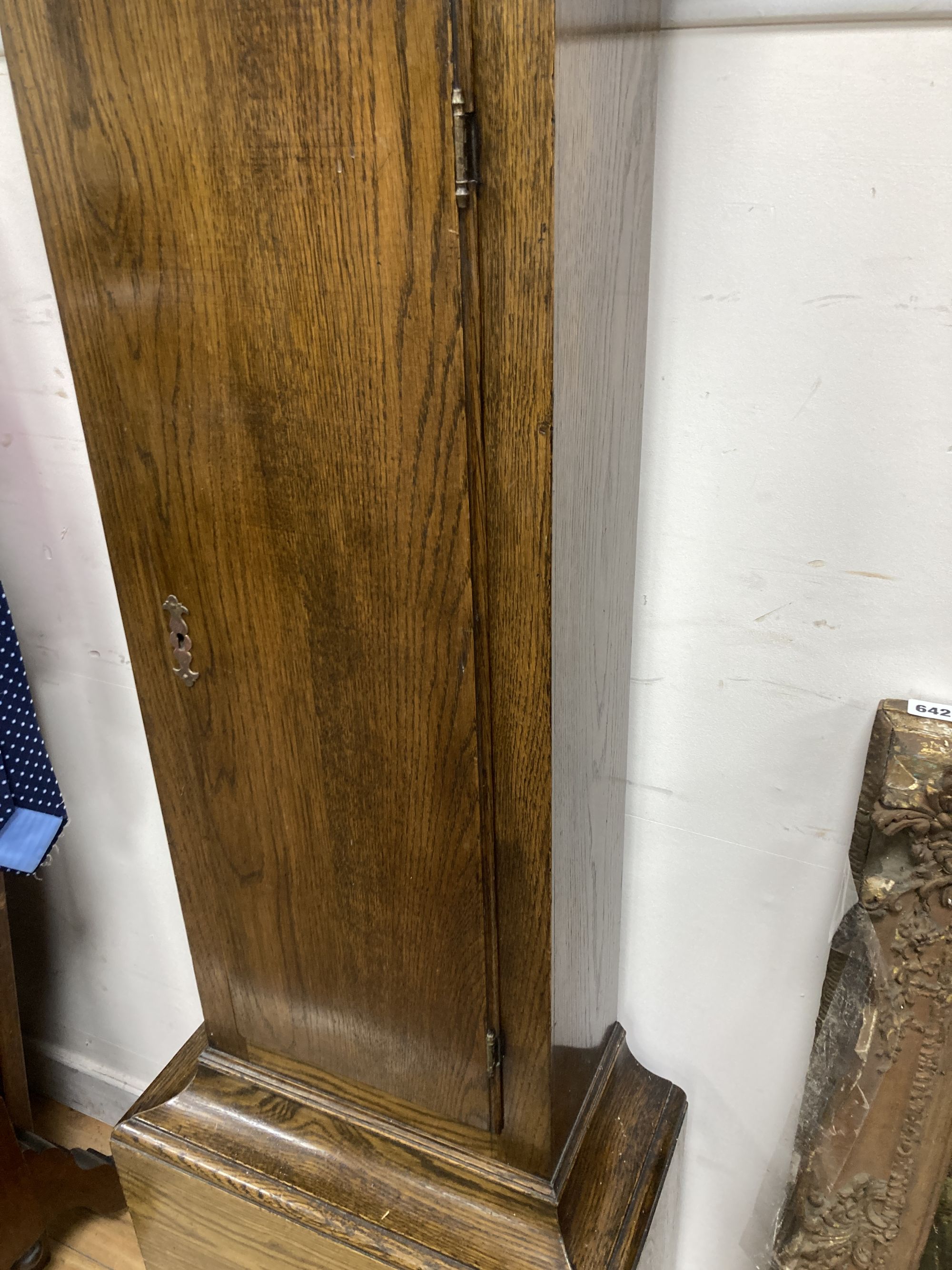 A late 18th century thirty hour longcase clock movement by Crisp - Wrentham in later oak case, height 190cm